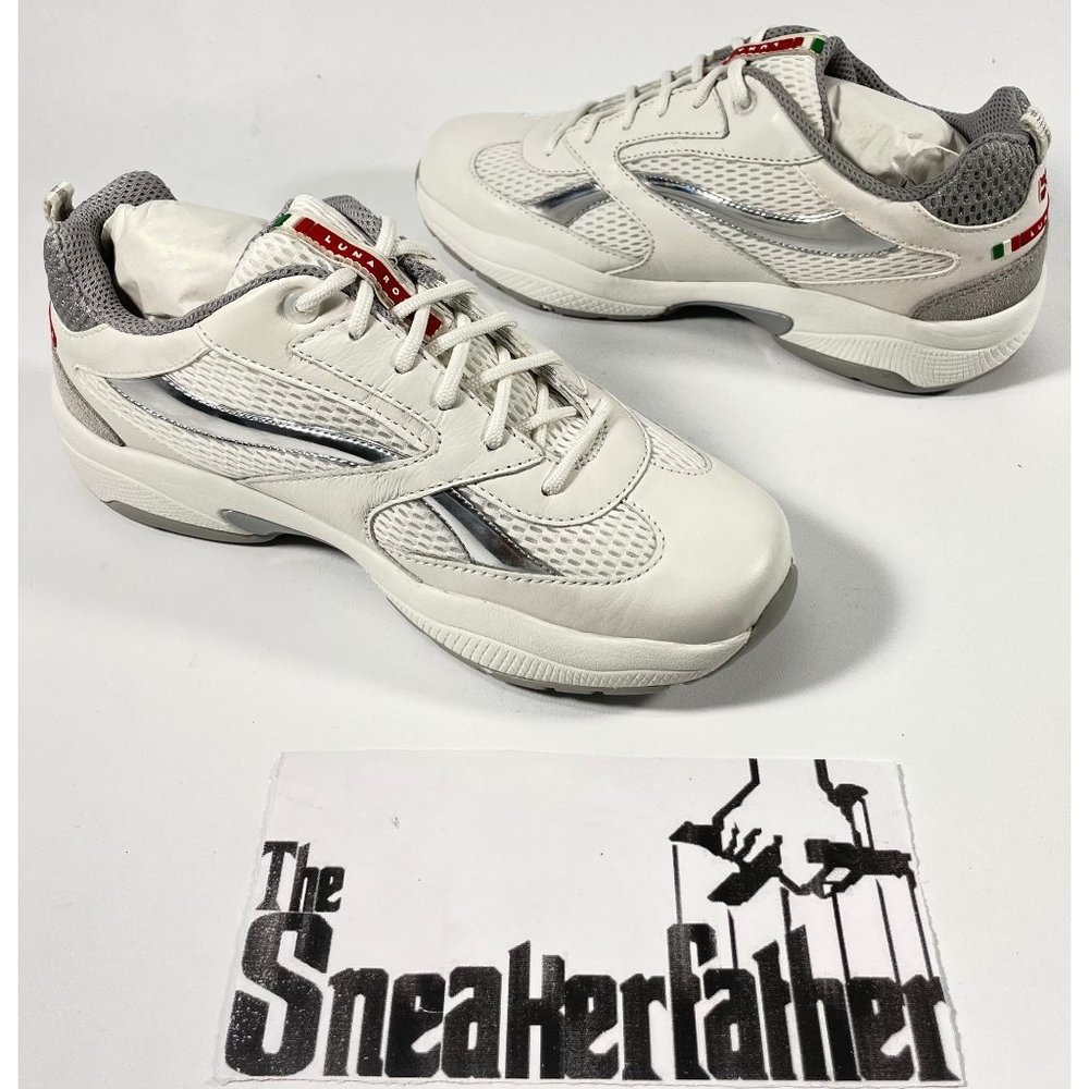 Prada White Silver Low-Top Sneakers - Picture 4 of 15